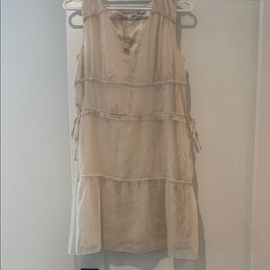 GAP Cream Sleeveless V-Neck Tiered Mini Dress